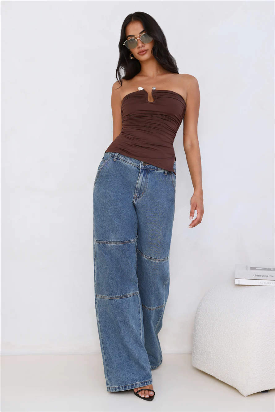 Sunset Spritz Strapless Top Brown