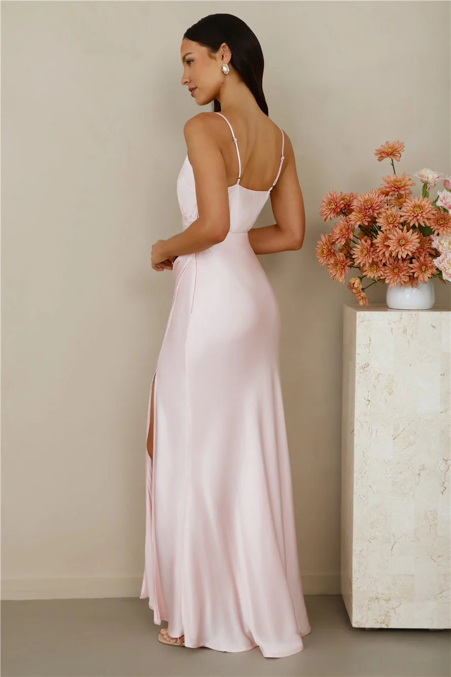The Violetta Satin Maxi Dress Pink