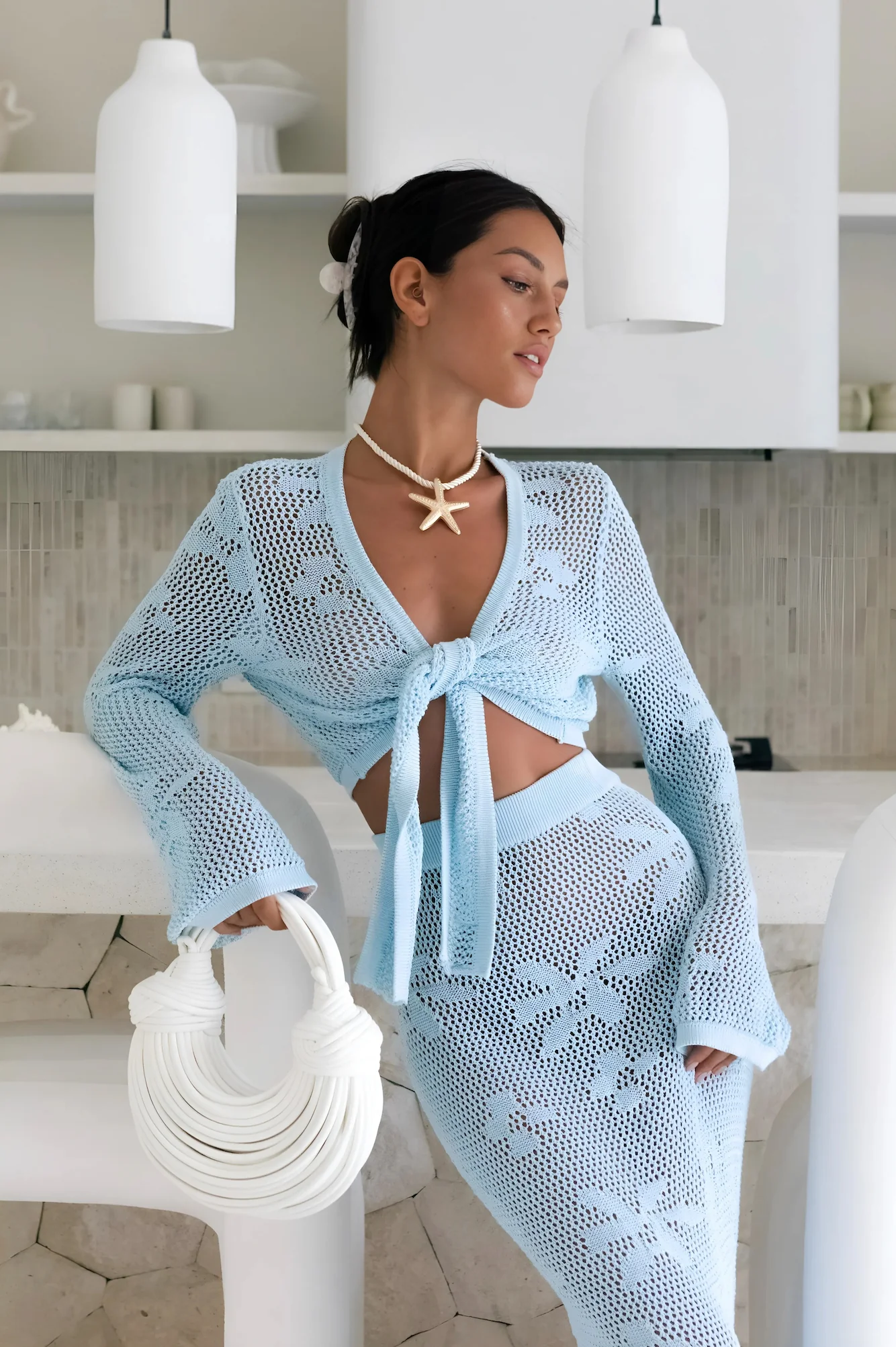 Terra Reversible Crochet Top Blue