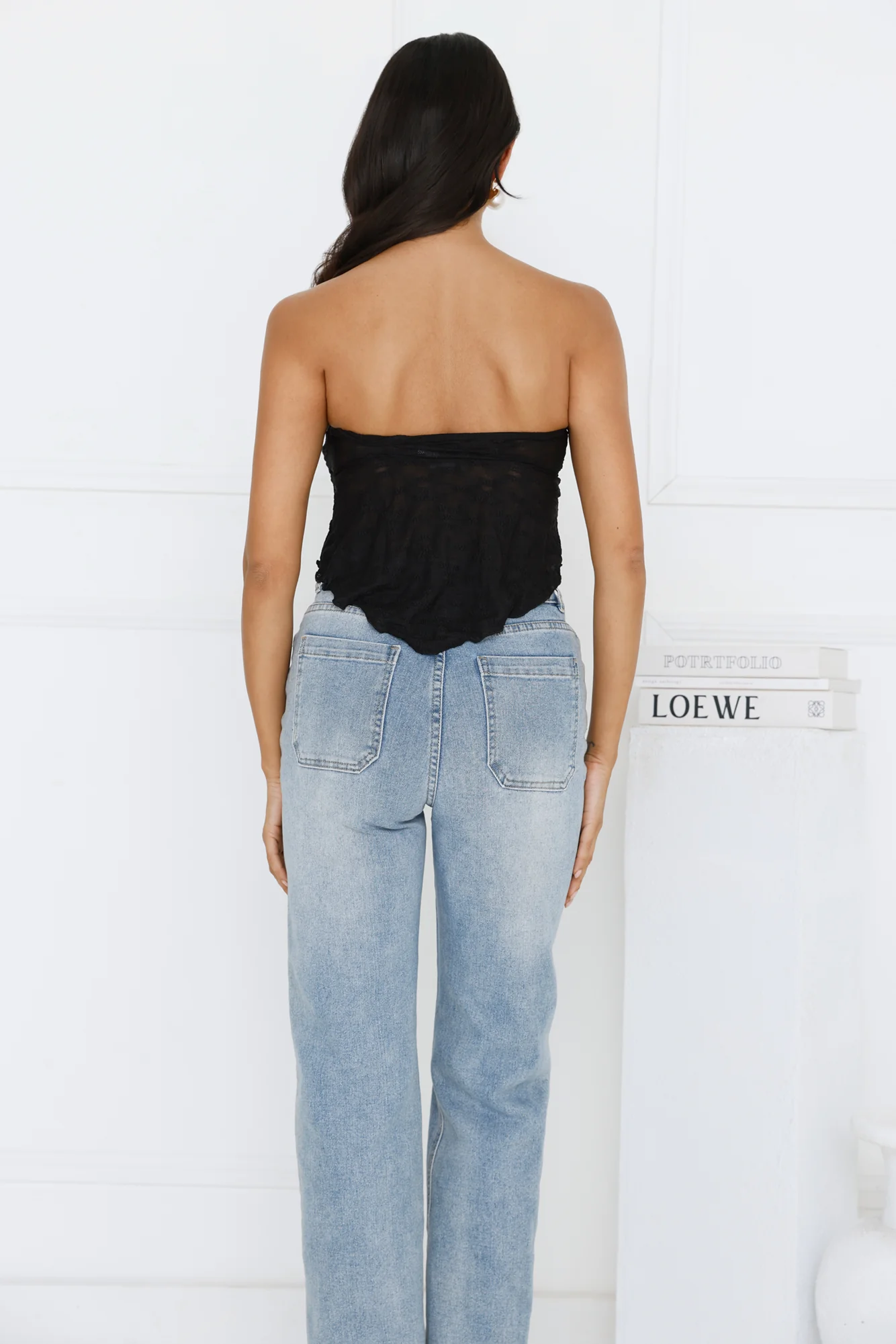 Sweet Berry Strapless Crop Top Black