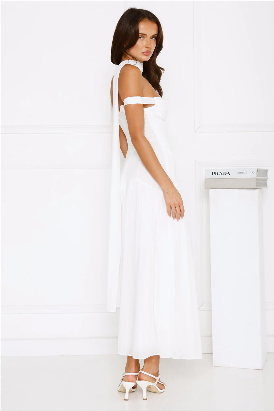 The Style Spotlight Off Shoulder Maxi Dress White