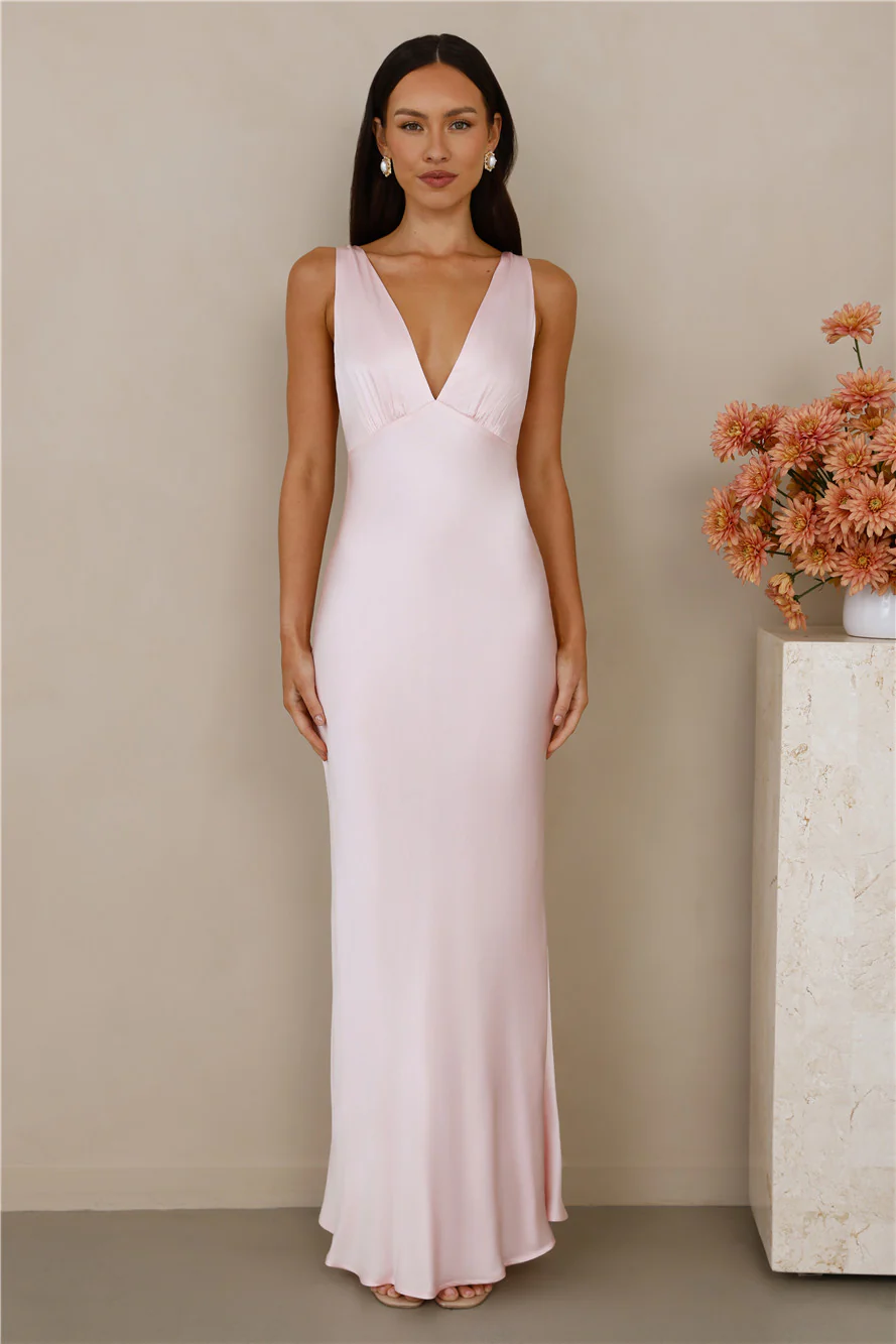 The Isabeau Satin Maxi Dress Pink