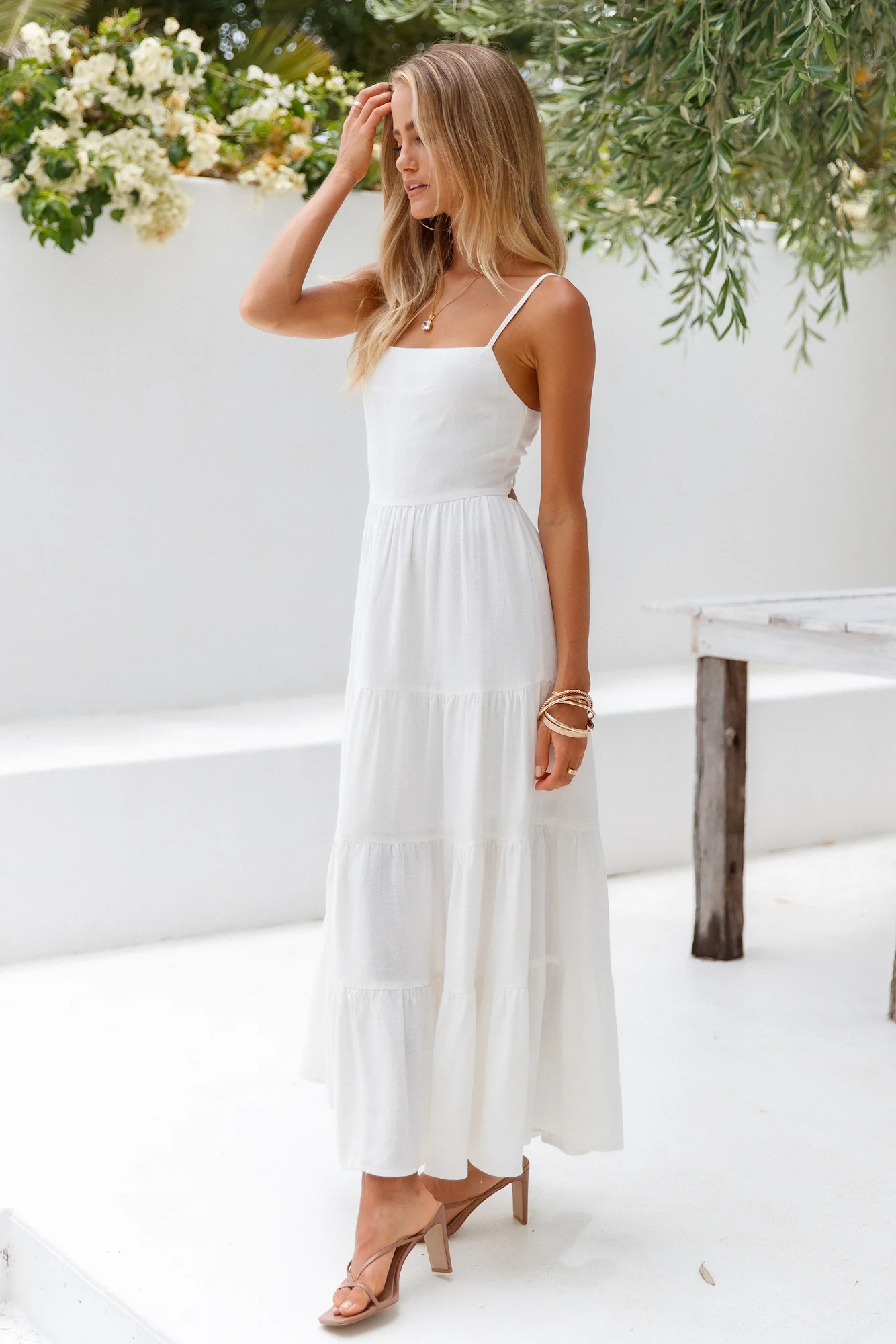 Train Into Town Midi Dress White