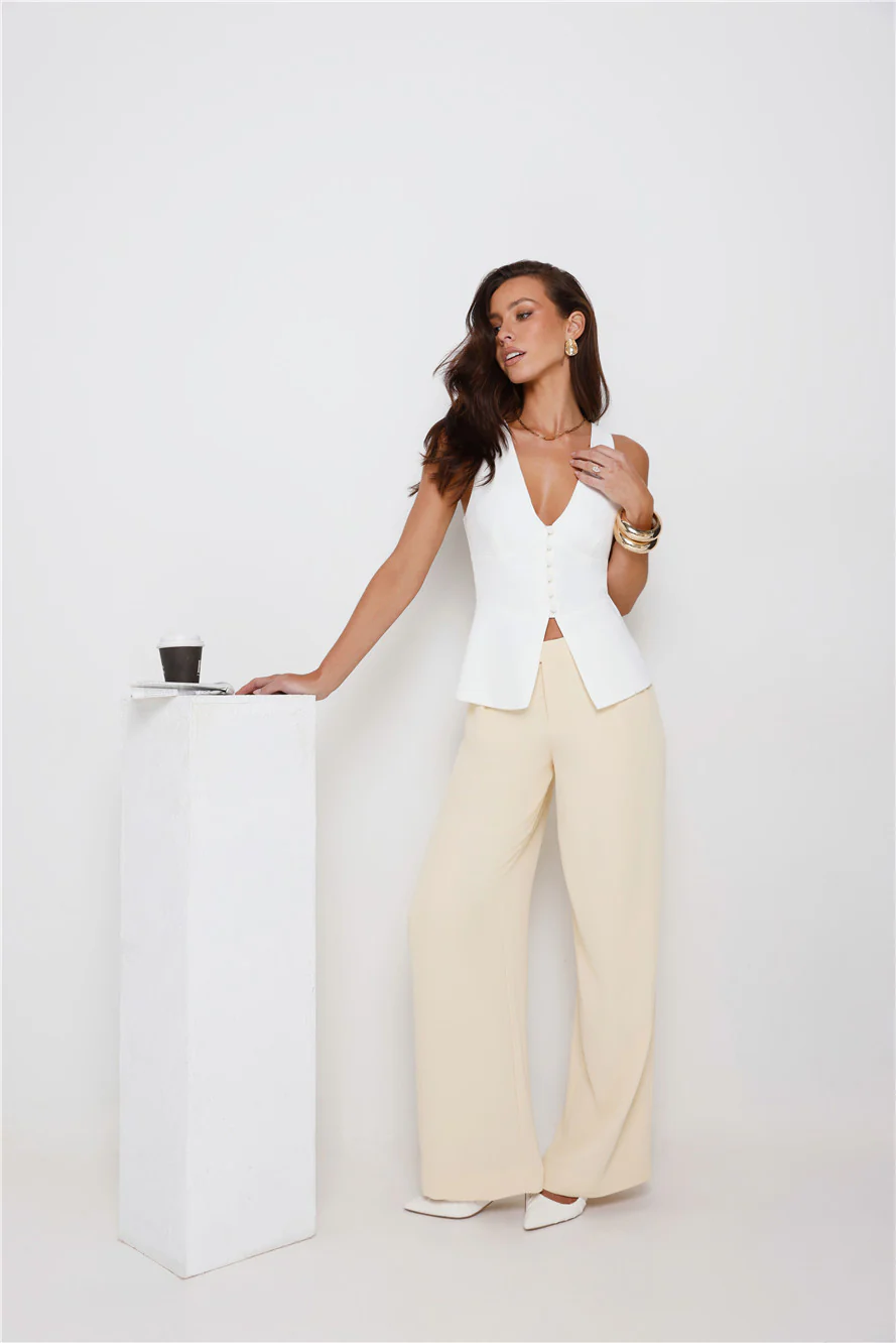 Sharp Hour Tailored Top White
