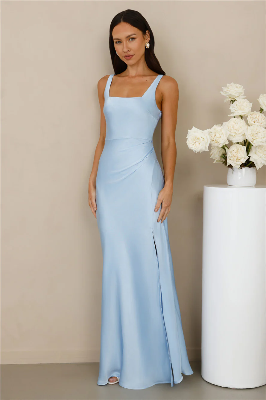 The Evelina Satin Maxi Dress Blue