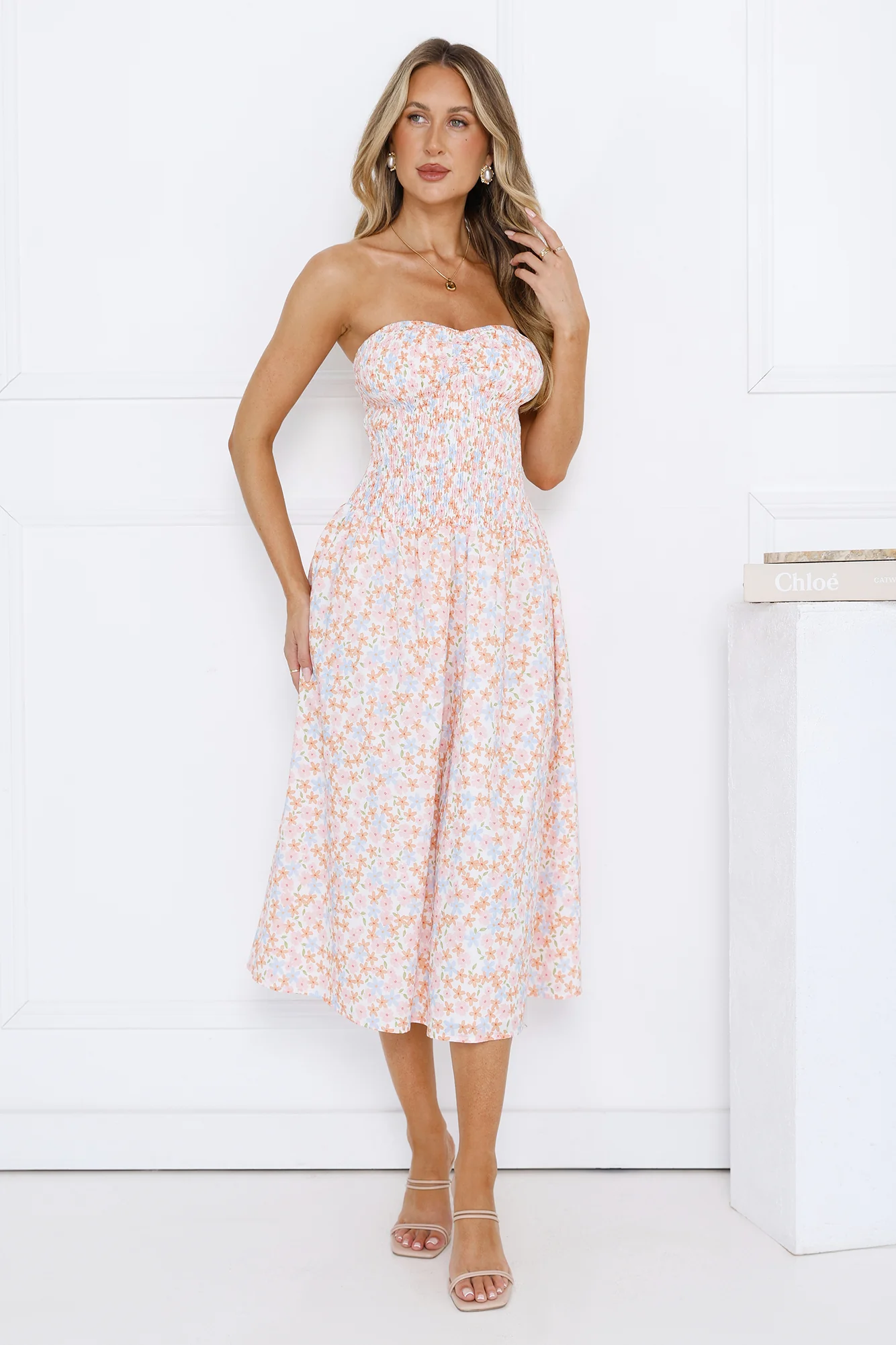 Summer Pop Strapless Midi Dress Pink