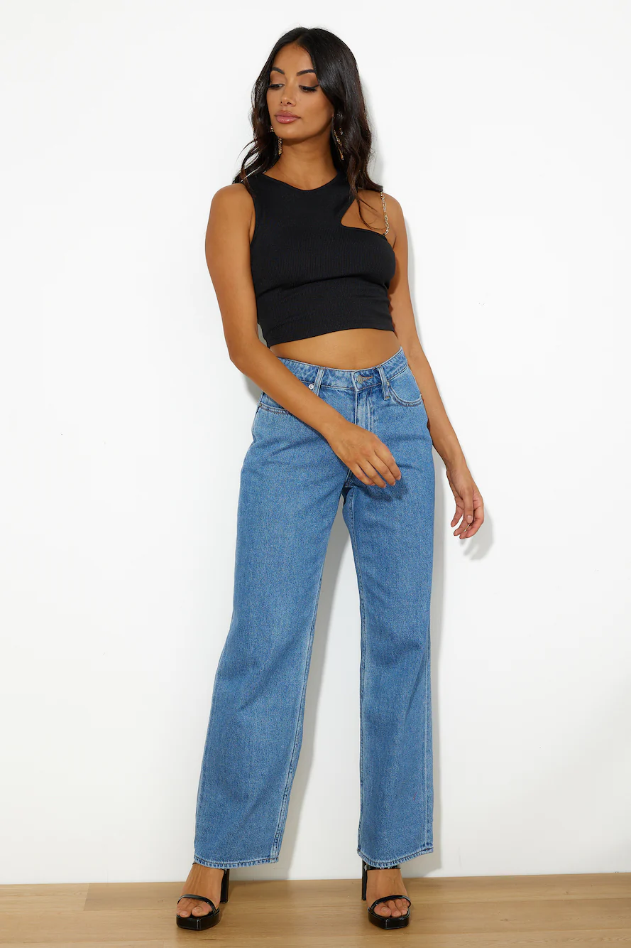 Touch Of Gold Crop Top Black