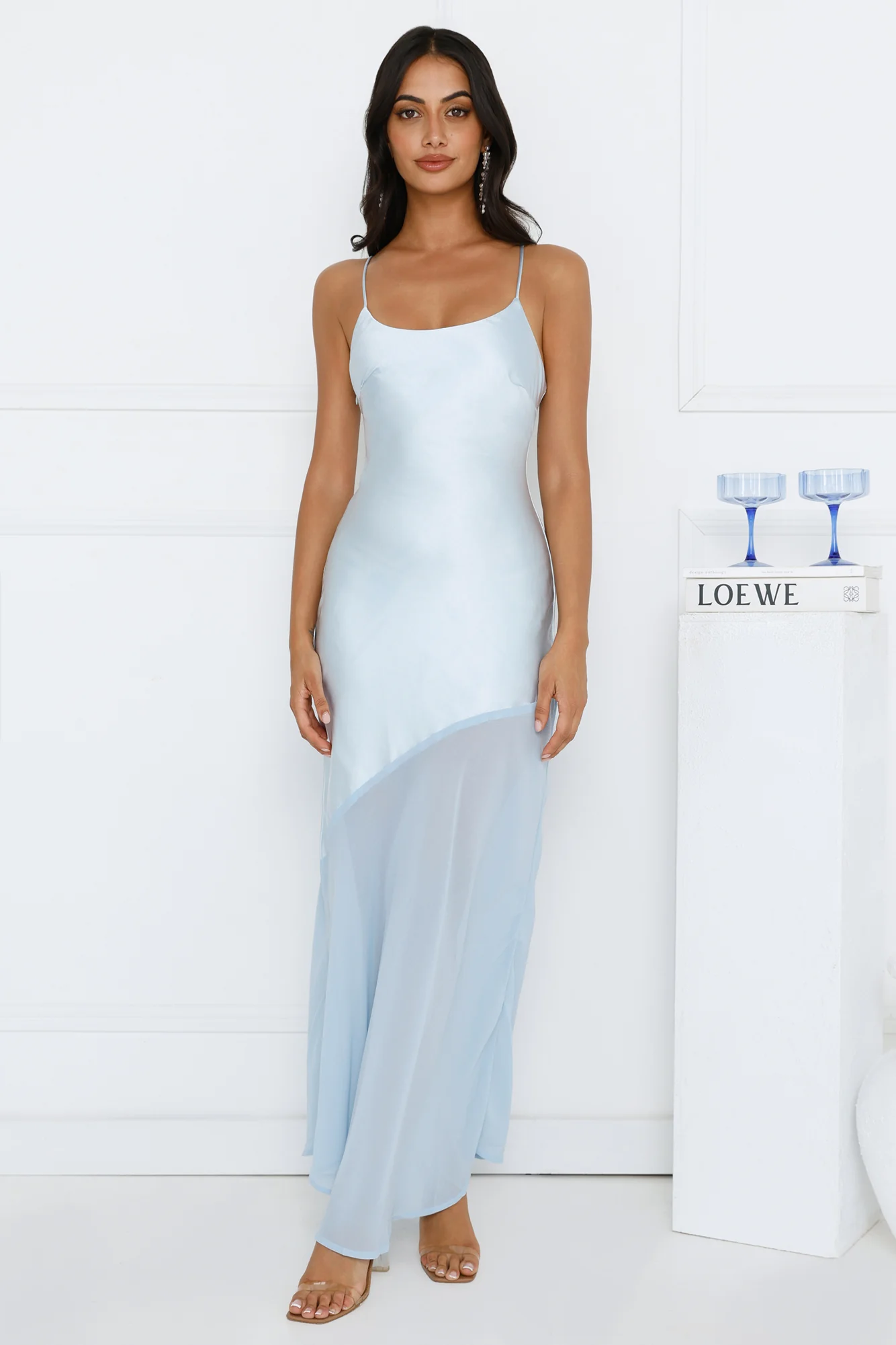 Silky Kiss Satin Maxi Dress Blue