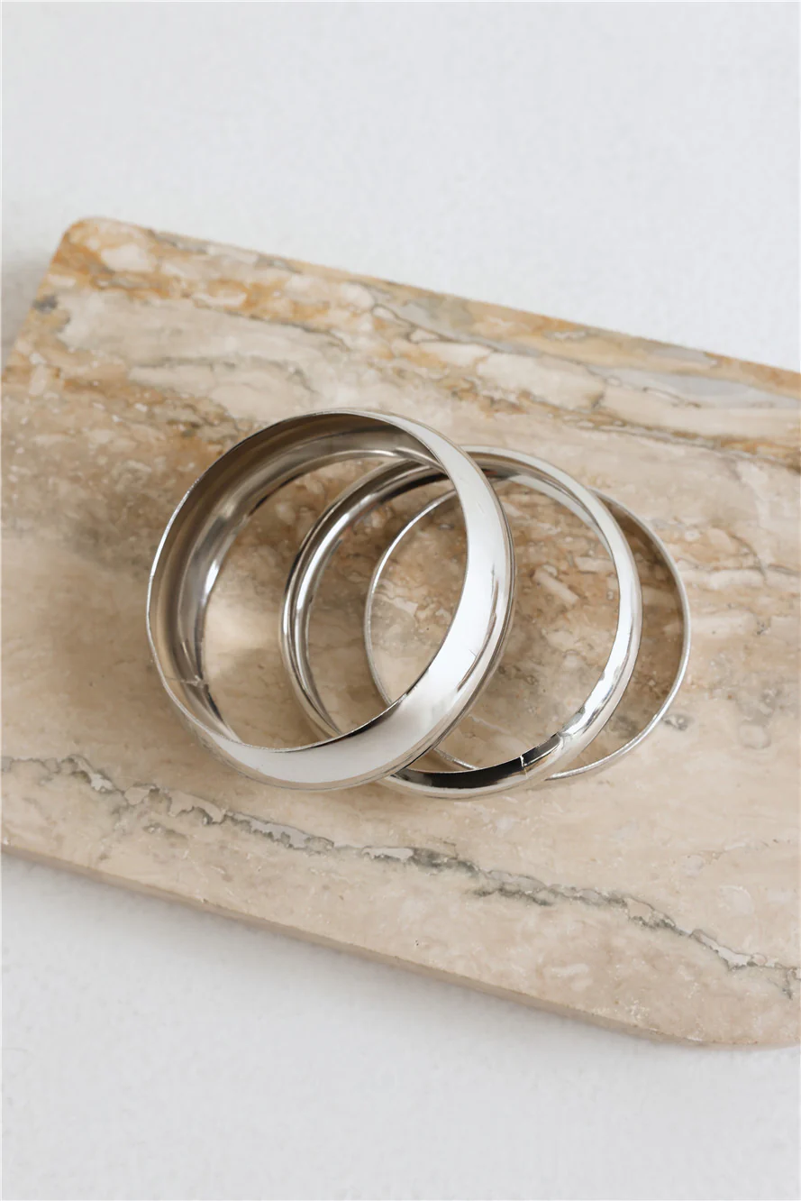 Trendy Style Bangles 3pk Silver