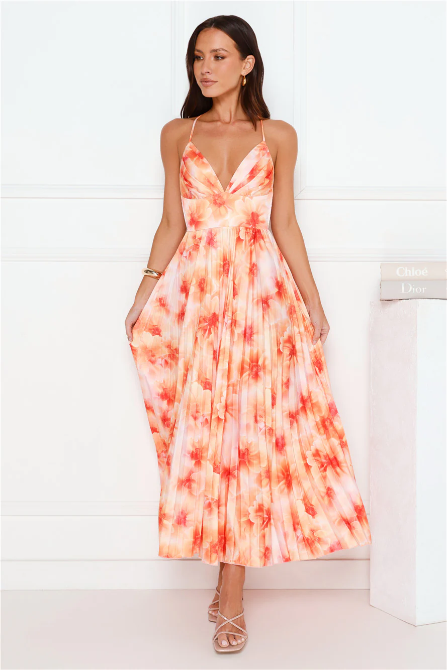 She's Exclusive Satin Maxi Dress Lime Orange
