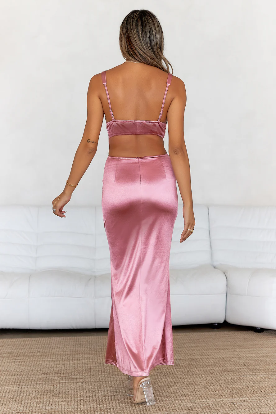 Sunset Views Satin Midi Dress Pink
