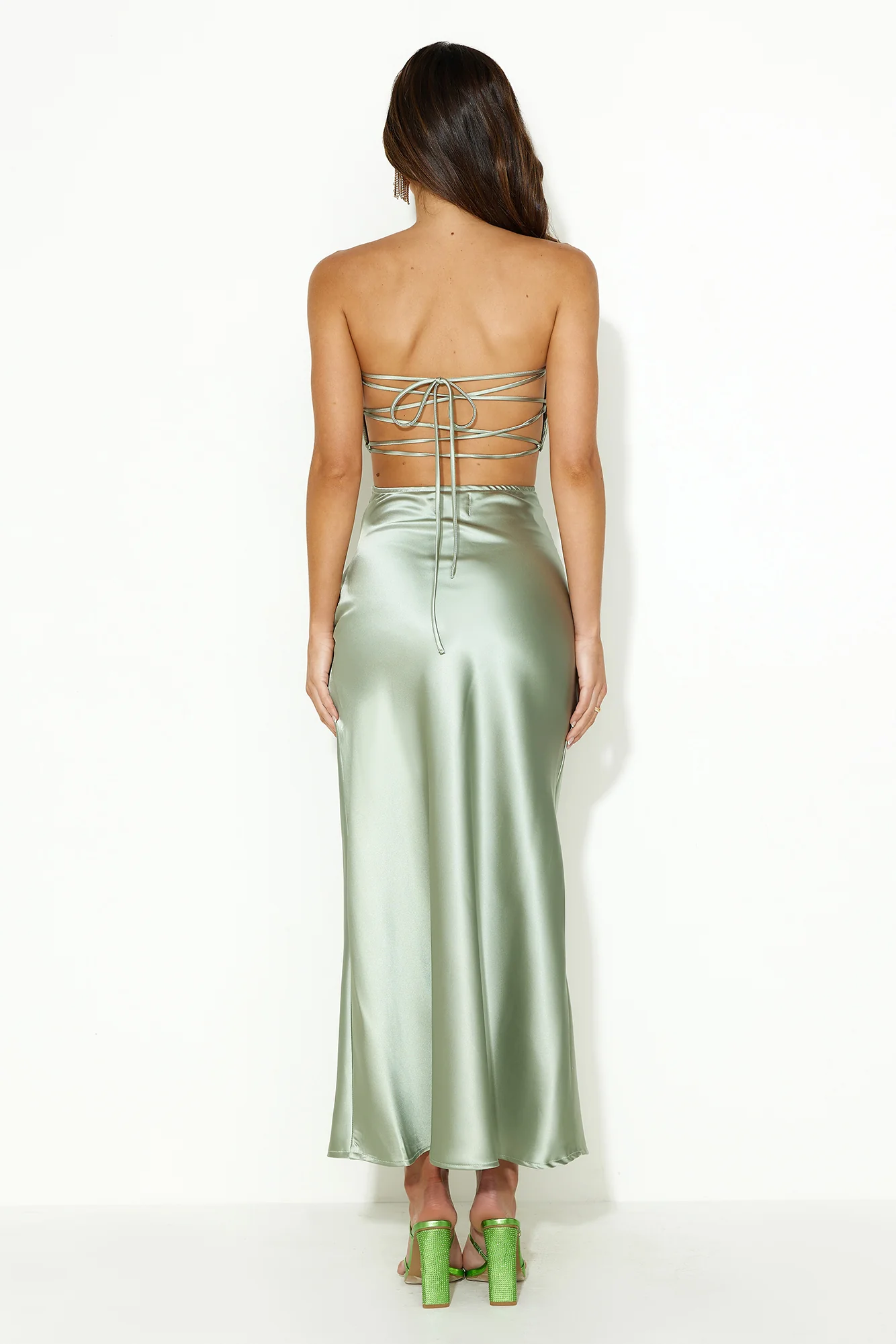 VIPs Accepted Satin Crop Top Sage