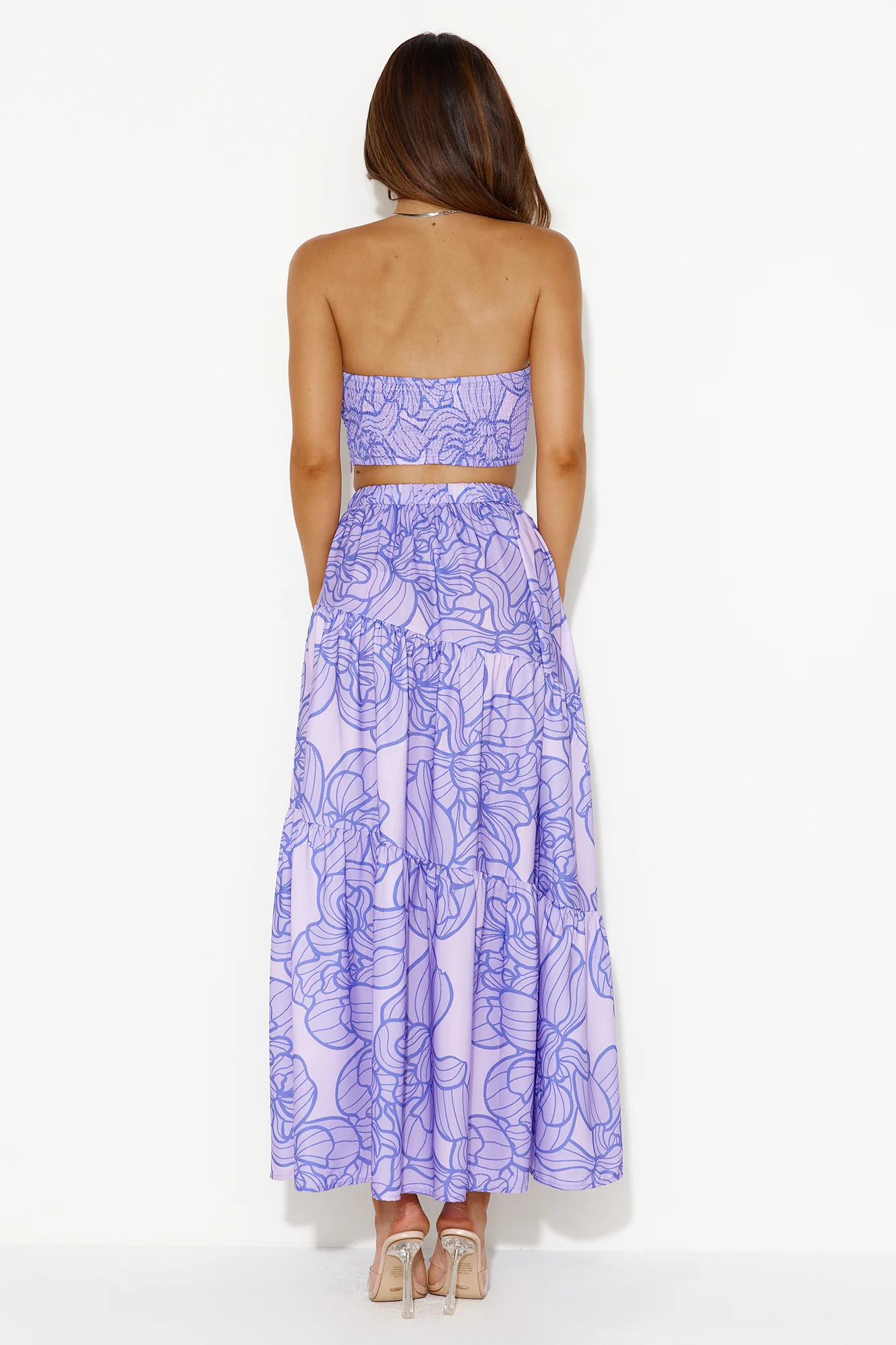 Swirls Surrounding Me Strapless Crop Top Purple