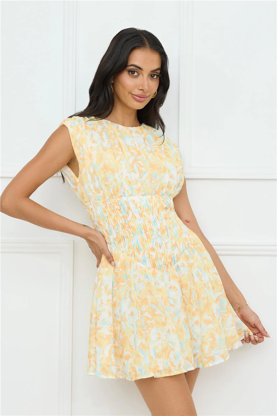 Tropical Haze Mini Dress Yellow