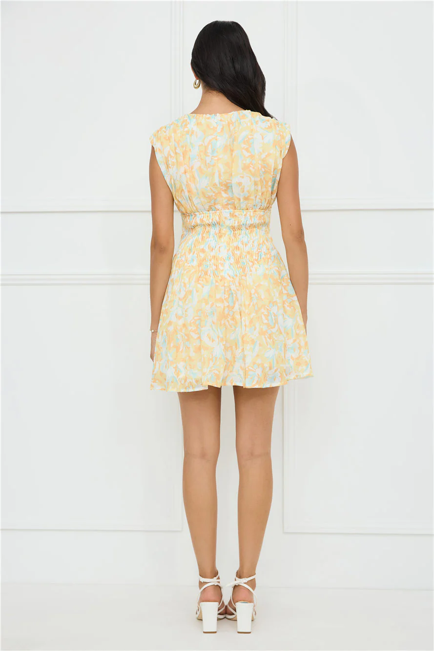 Tropical Haze Mini Dress Yellow