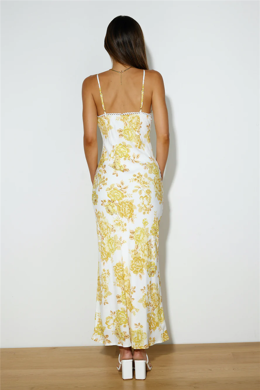 Sweetest Face Satin Maxi Dress Yellow