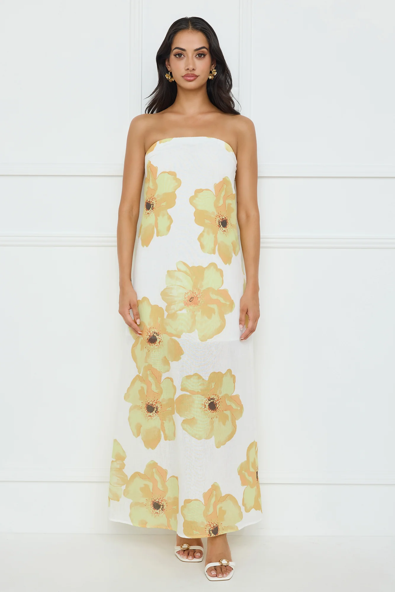 Sunlight’s Embrace Strapless Maxi Dress Yellow