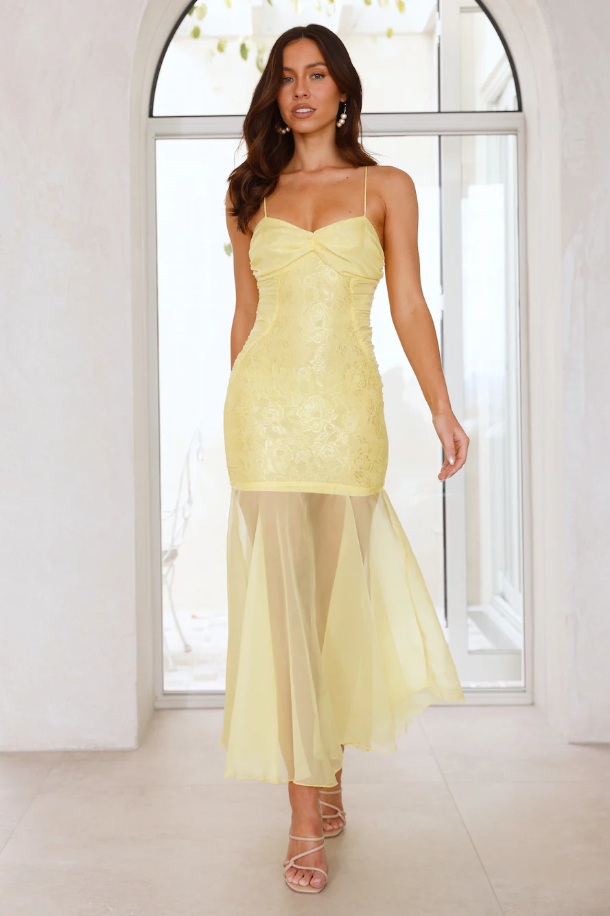 Sunset Moments Lace Maxi Dress Yellow