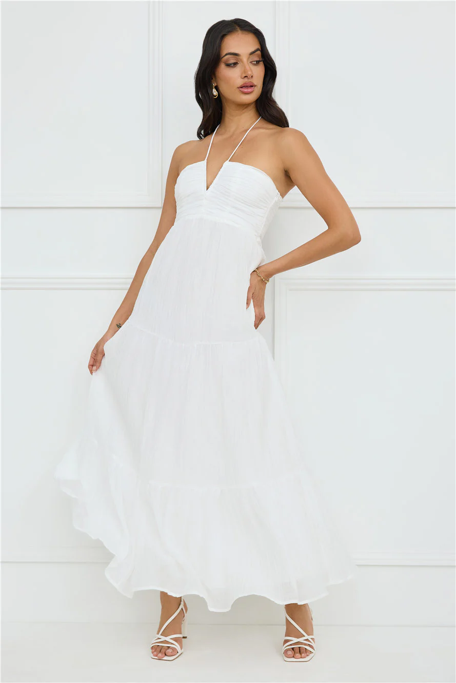 Sunshine Escape Halter Maxi Dress White