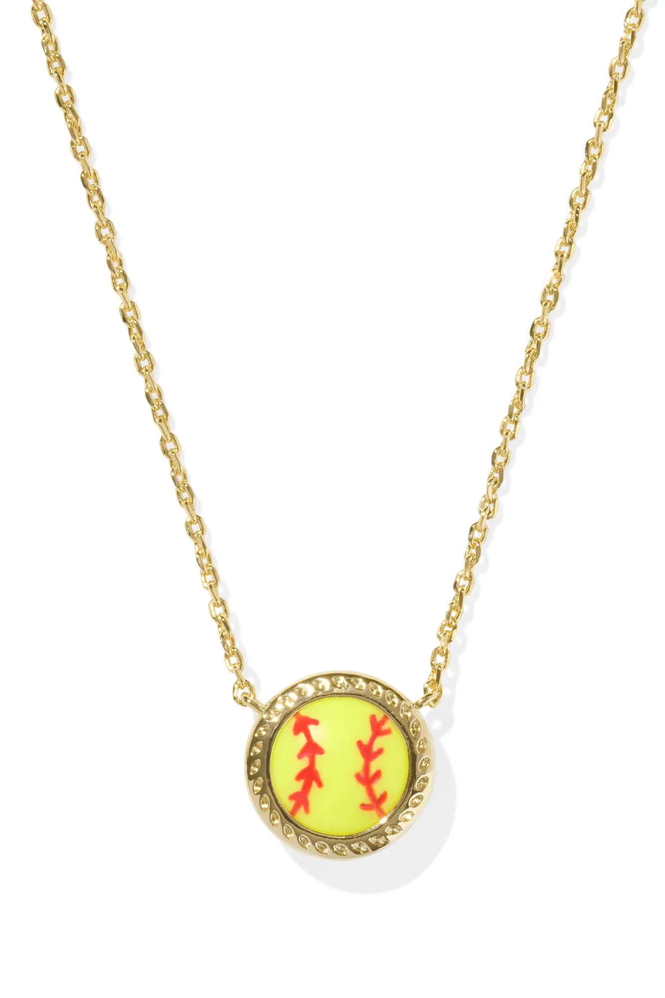 Softball Short Pendant Necklace Gold