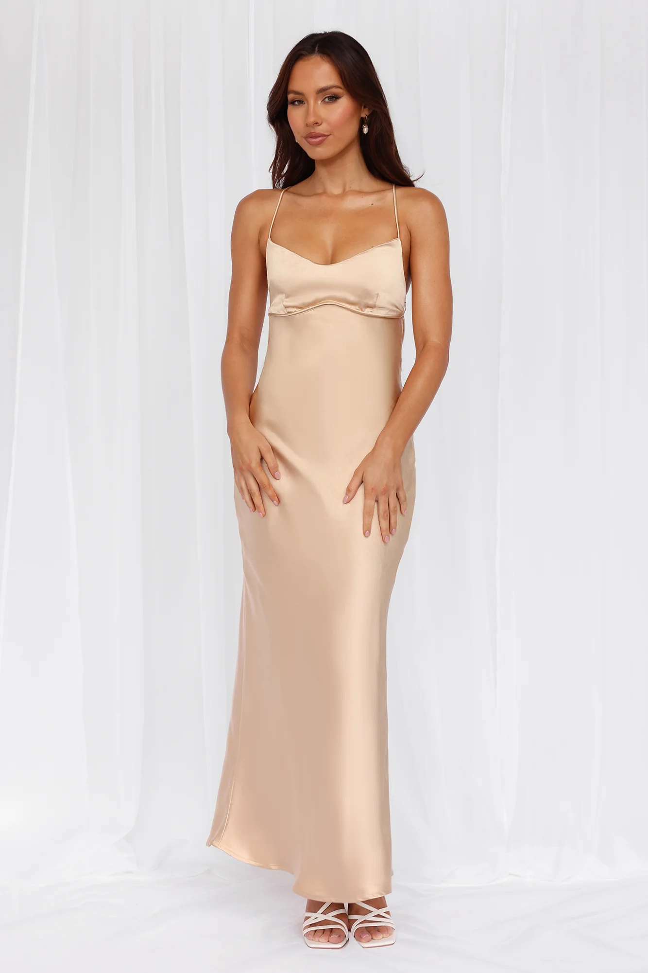 The Samara Satin Maxi Dress Champagne