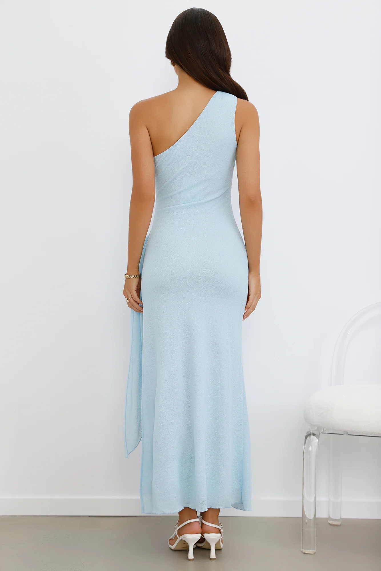 Tidal Dream One Shoulder Maxi Dress Blue