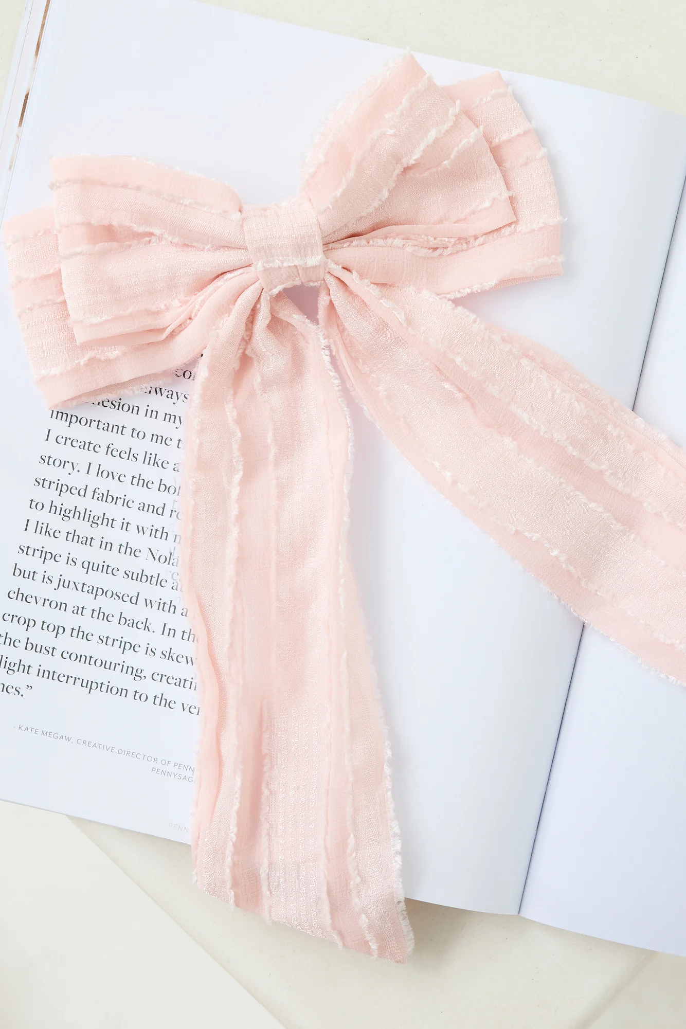 Textured Bow Hair Clip Pink