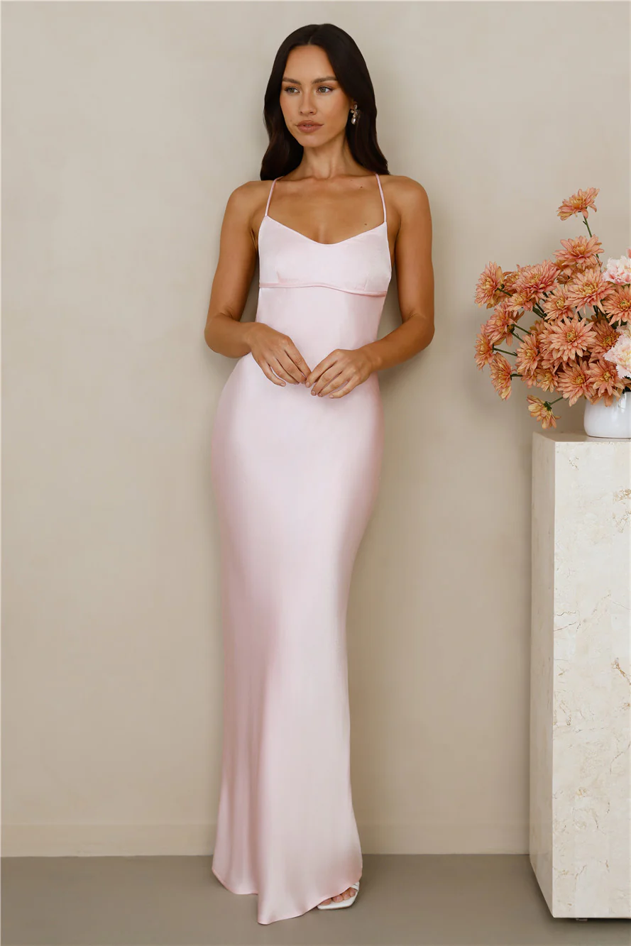 The Samara Satin Maxi Dress Pink