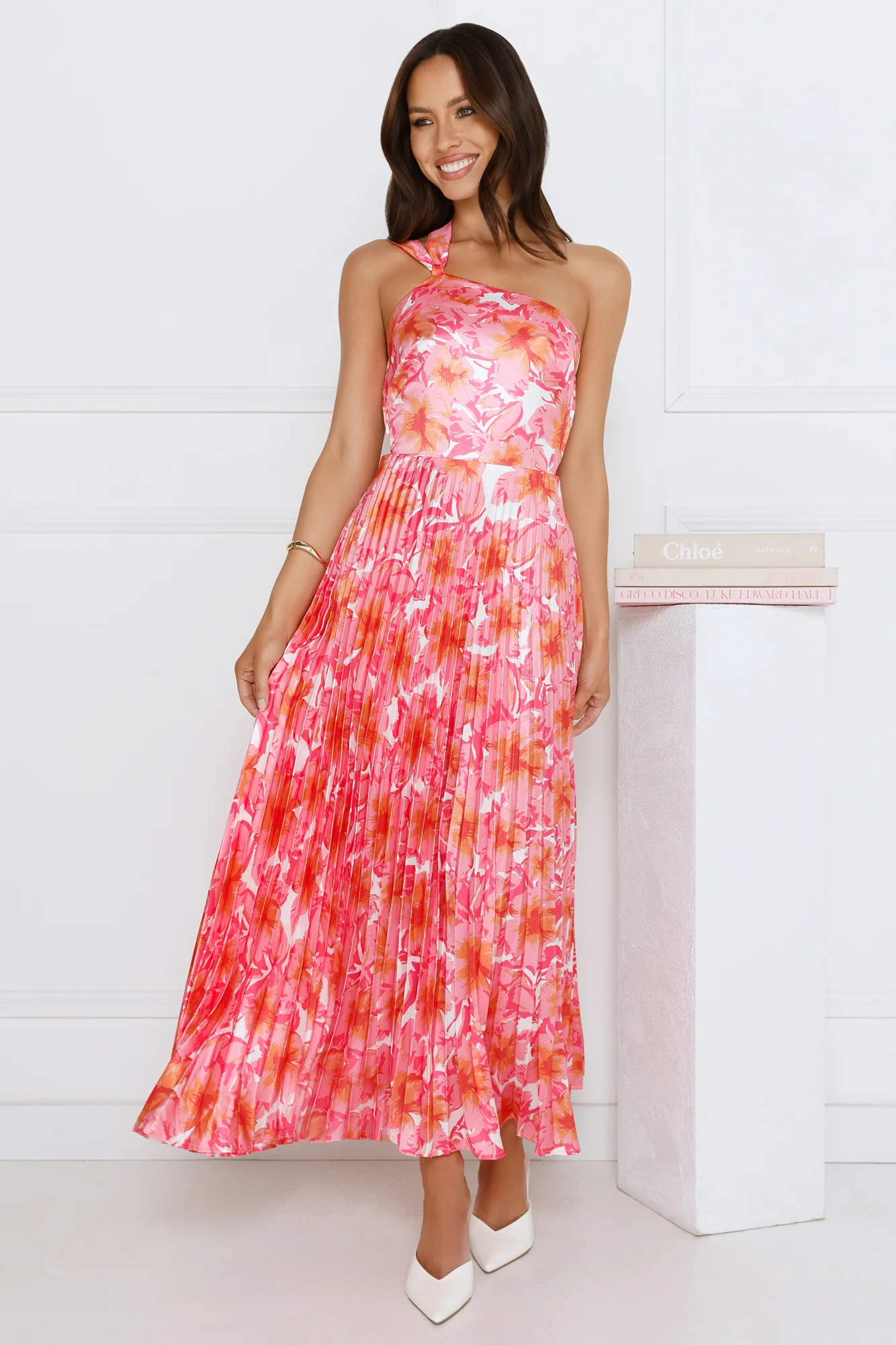 Sunny Silhouette Satin One Shoulder Pink