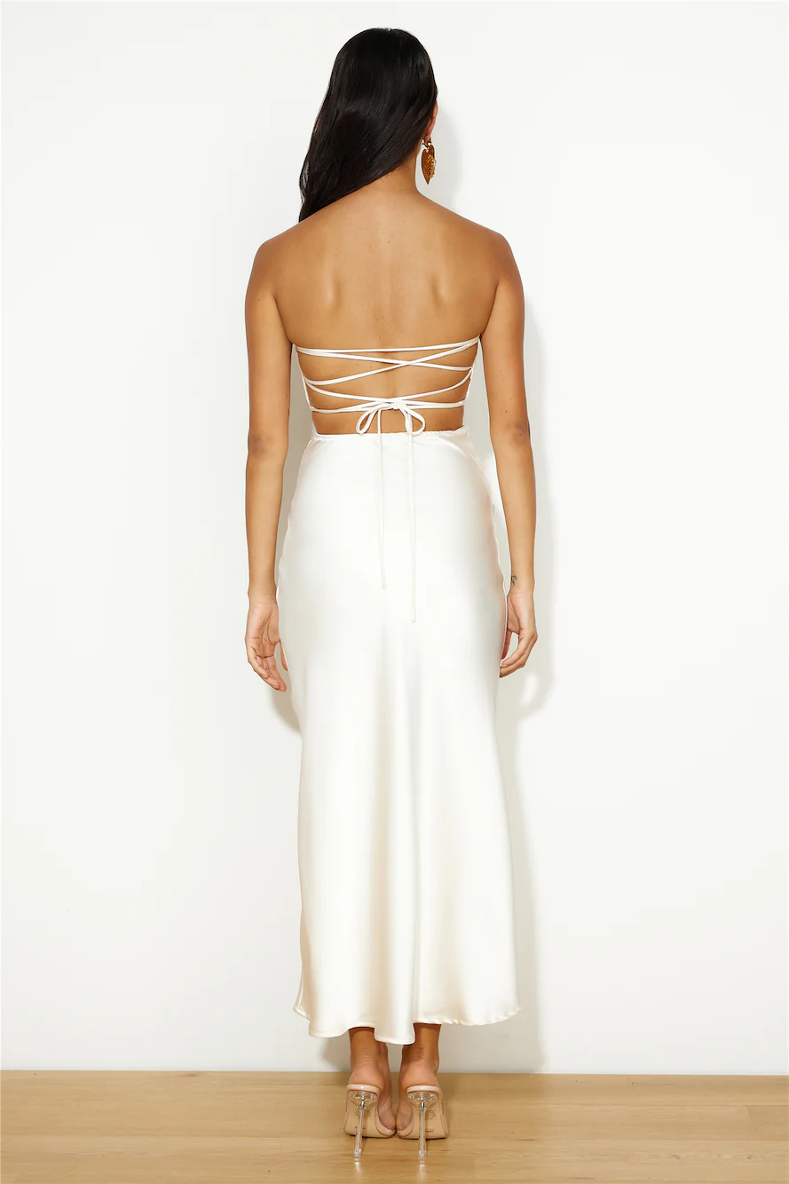 VIPs Accepted Satin Crop Top Champagne