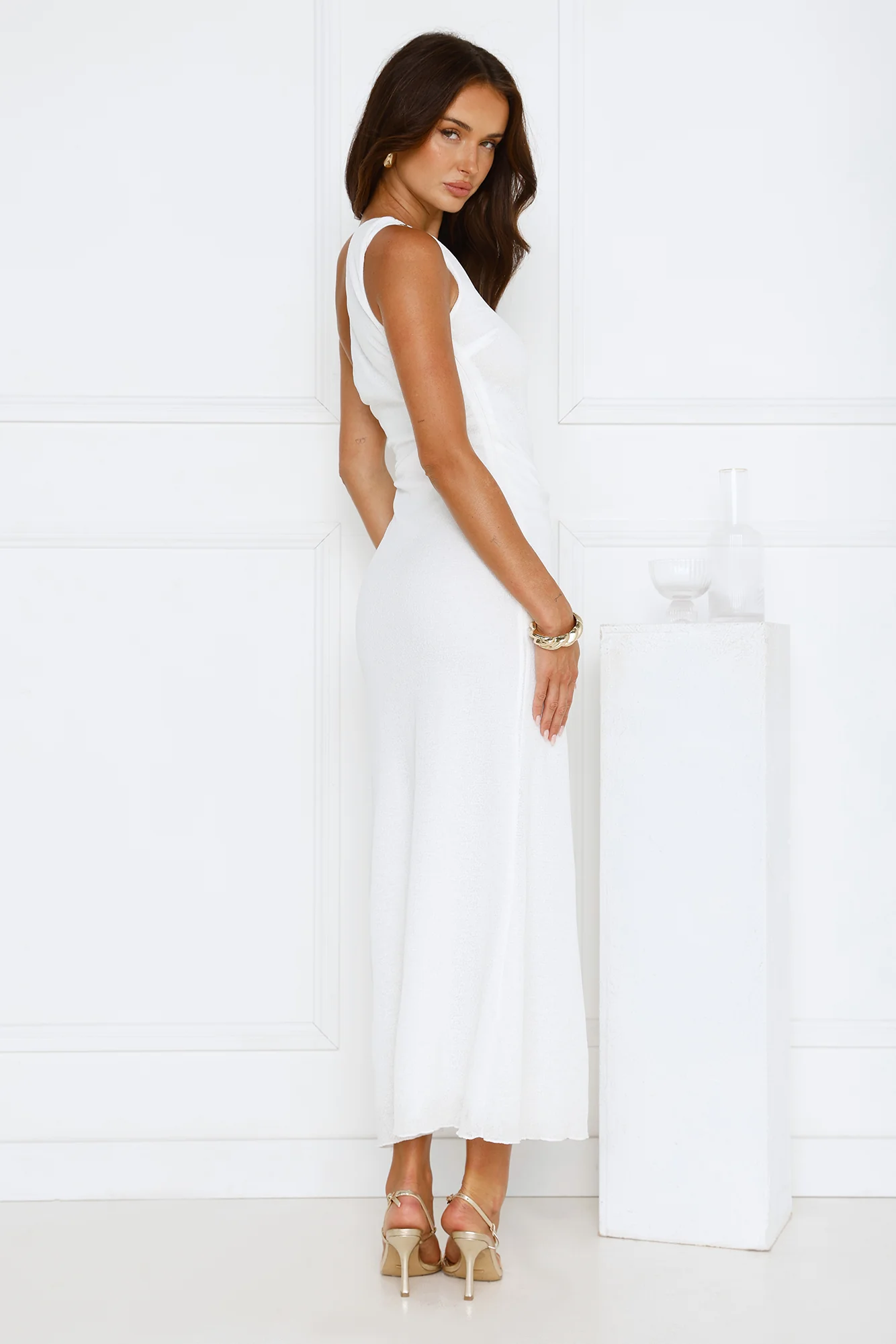 Tidal Dream One Shoulder Maxi Dress White