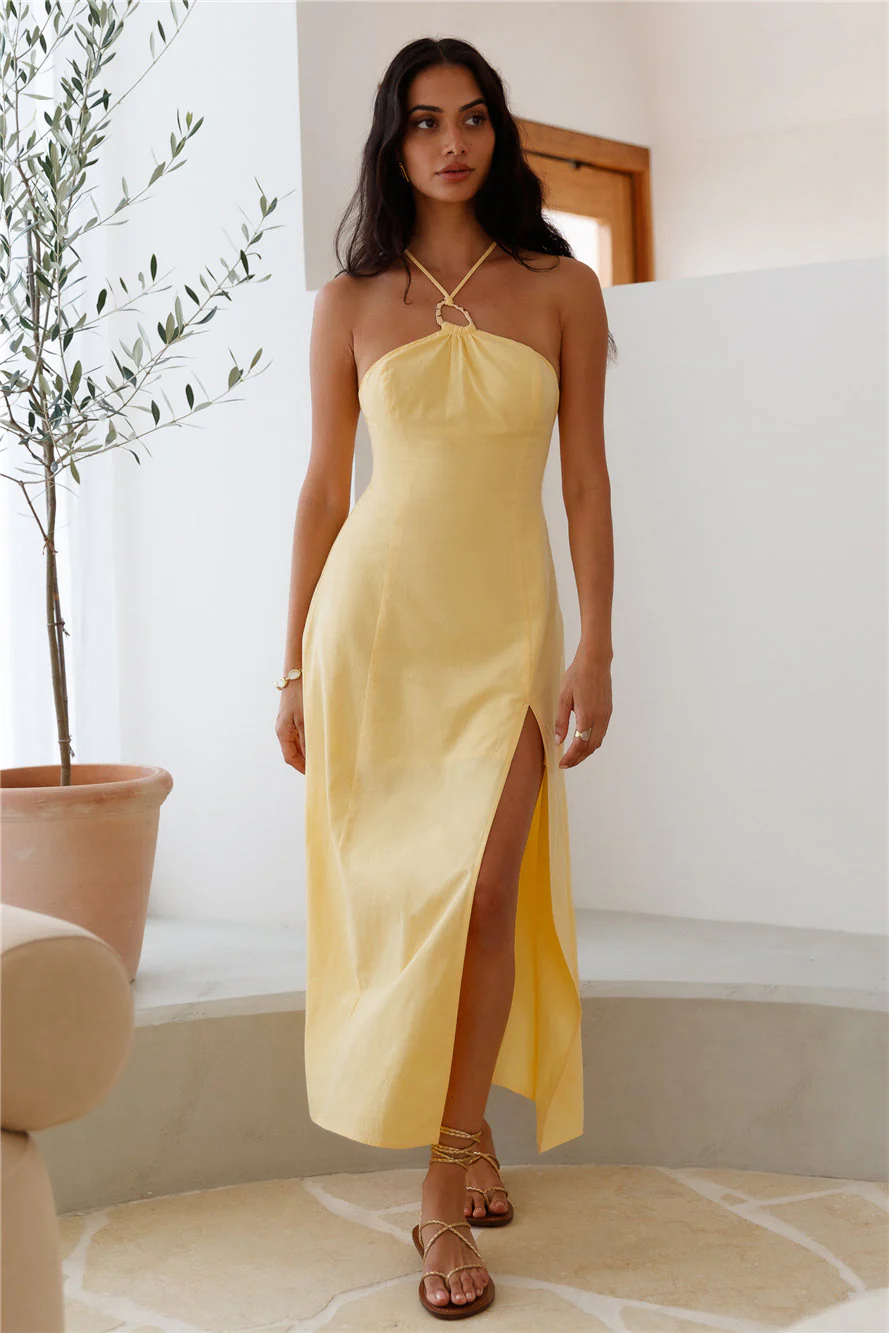 She's Captivating Midi Dress Yellow