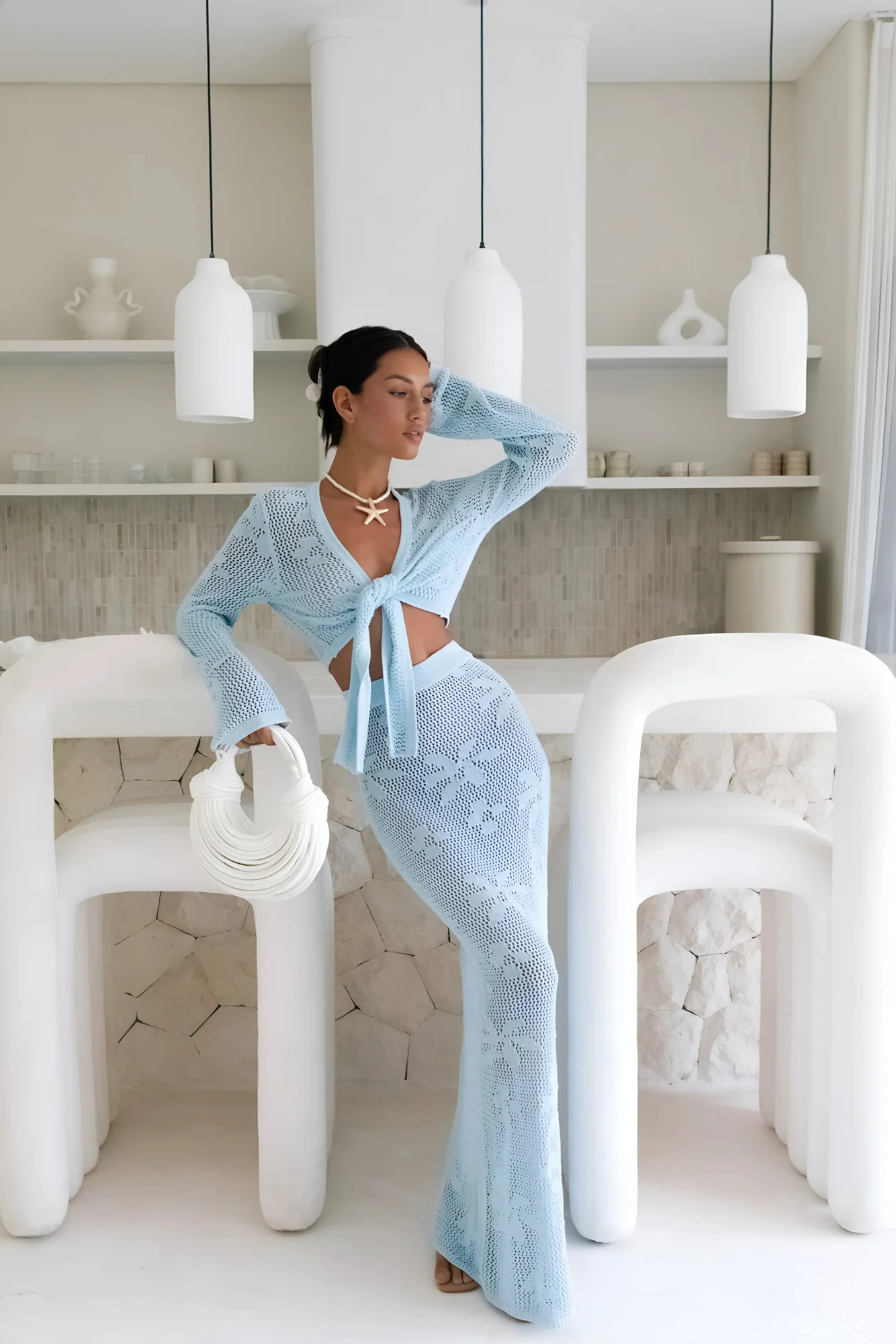 Terra Reversible Crochet Top Blue