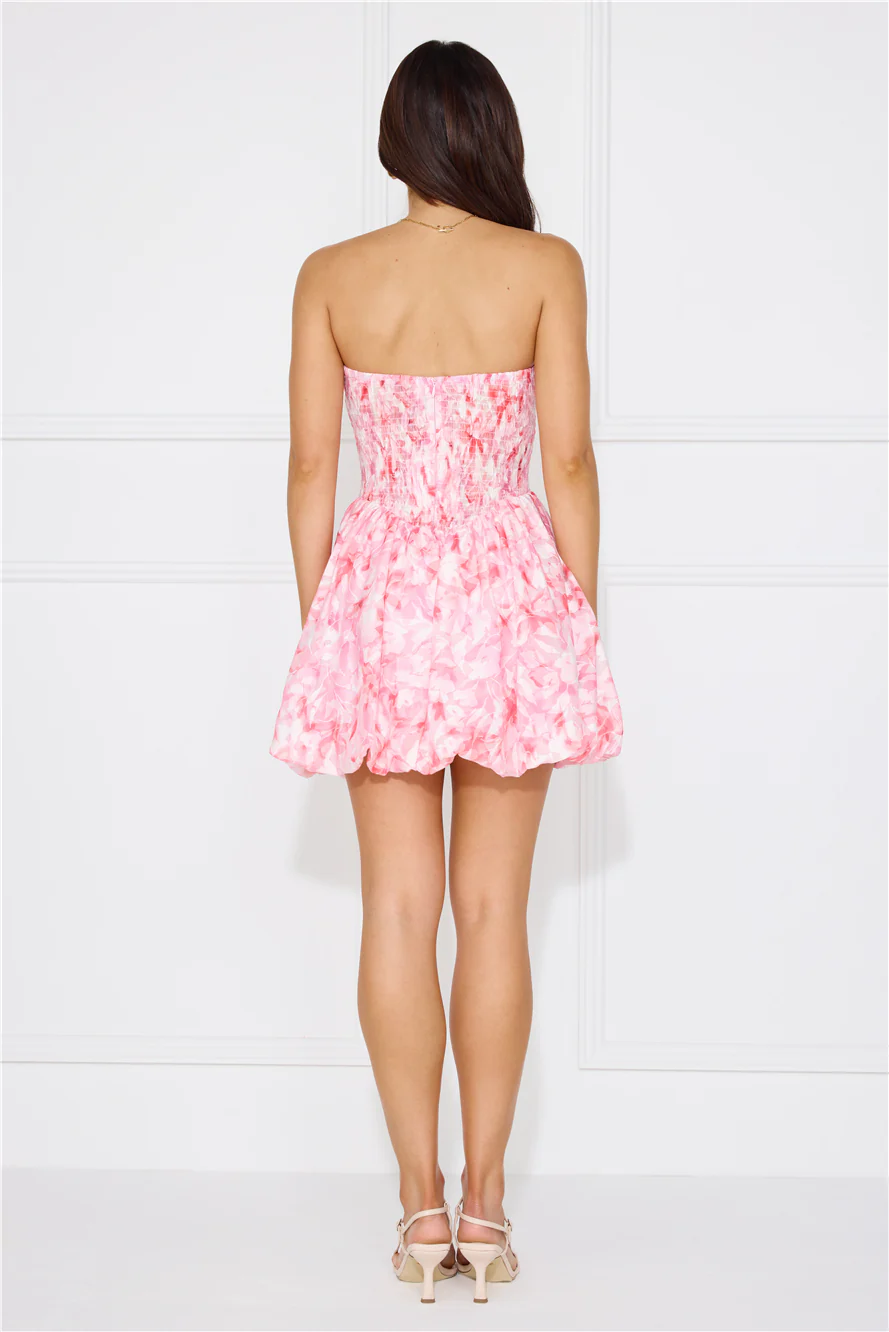 Twirl and Tease Strapless Bubble Mini Dress Pink