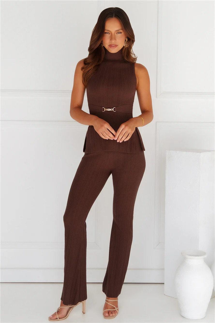 Star Power Ribbed Pants Brown