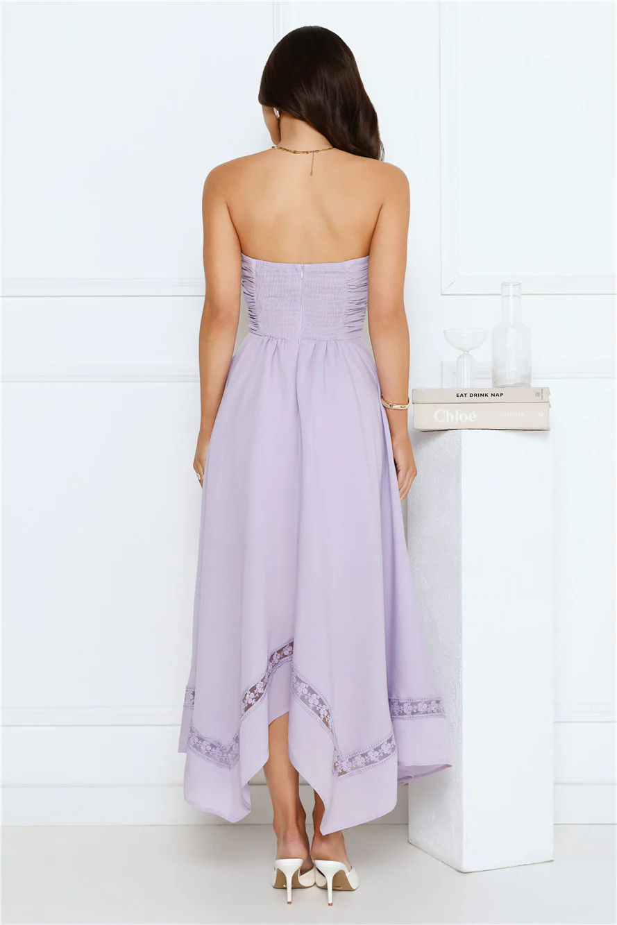 Visit The Moon Strapless Midi Dress Lilac