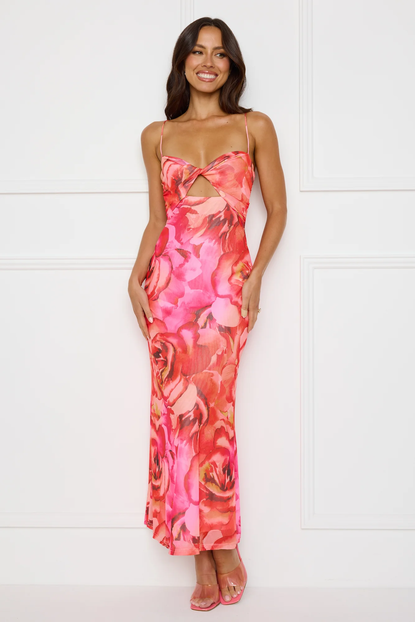 Seleneia Mesh Maxi Dress Pink