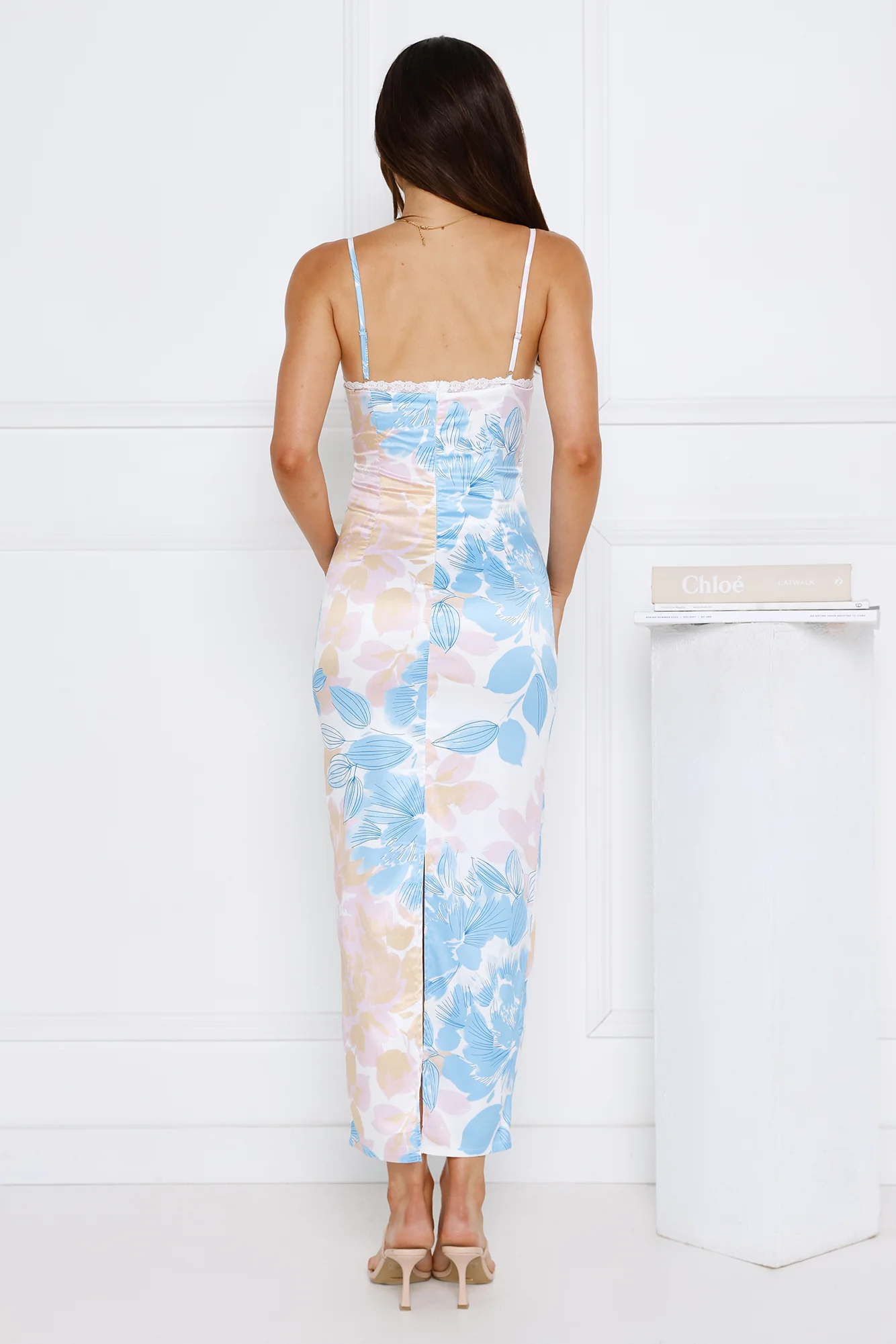 Twilight Reverie Satin Midi Dress Blue