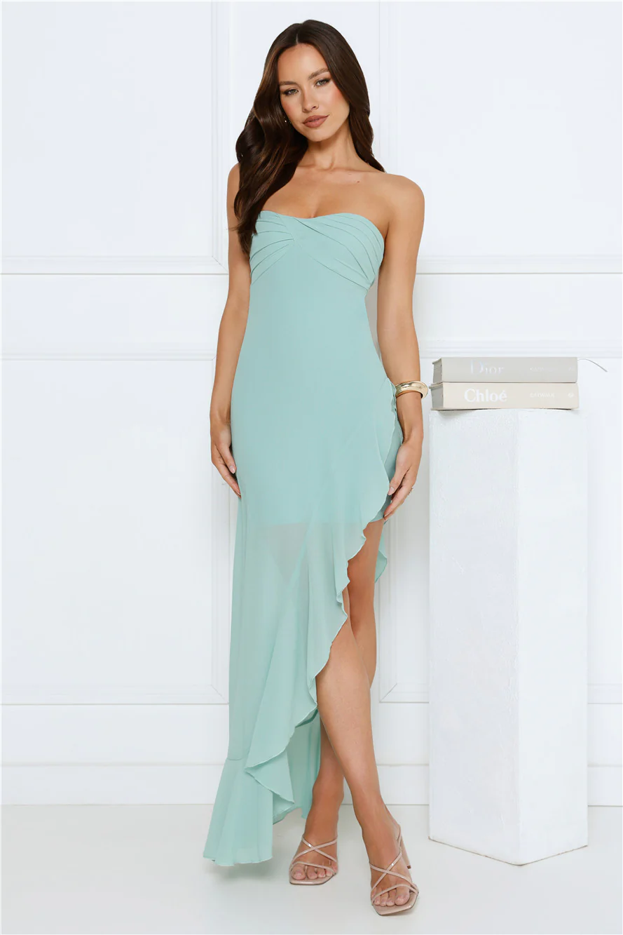 Sparkle Every Day Strapless Maxi Dress Sage