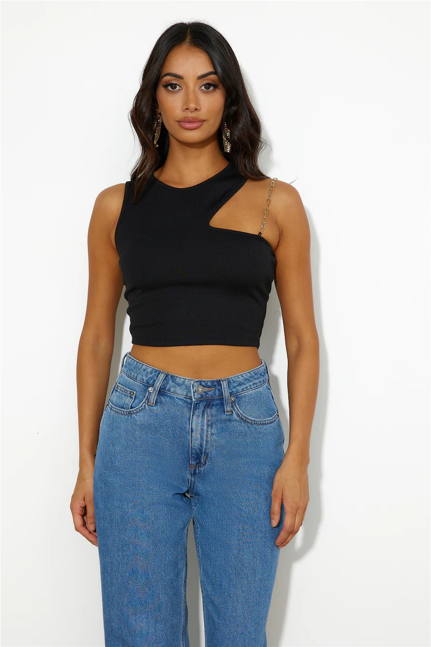 Touch Of Gold Crop Top Black