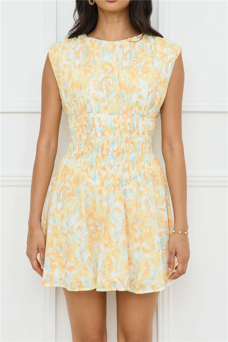 Tropical Haze Mini Dress Yellow