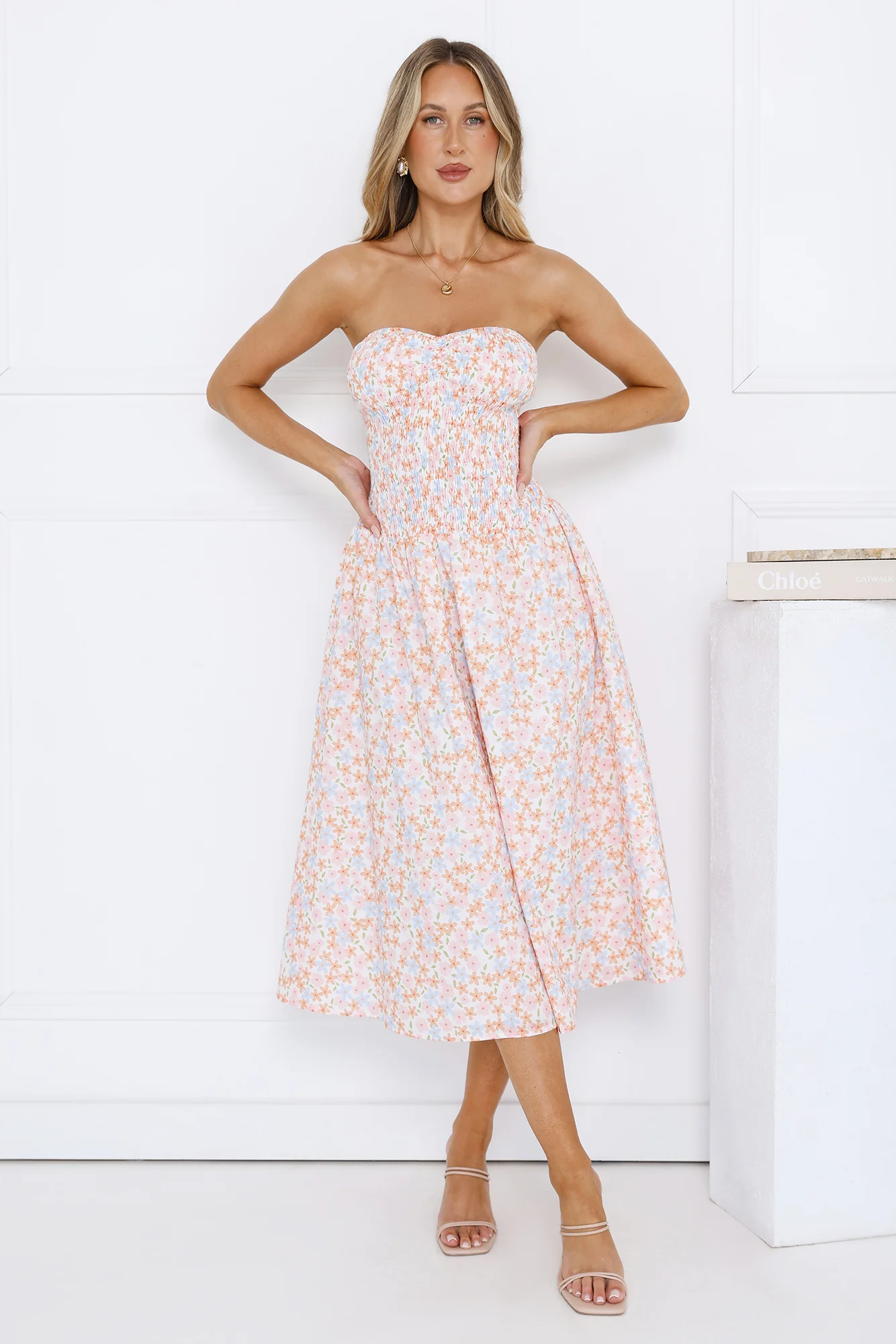 Summer Pop Strapless Midi Dress Pink