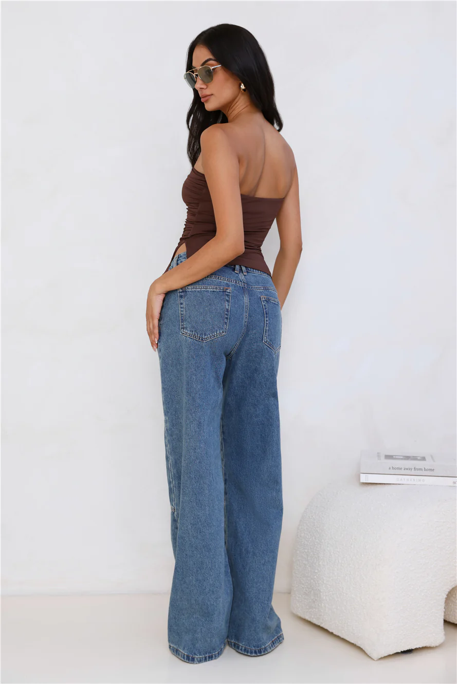 Sunset Spritz Strapless Top Brown