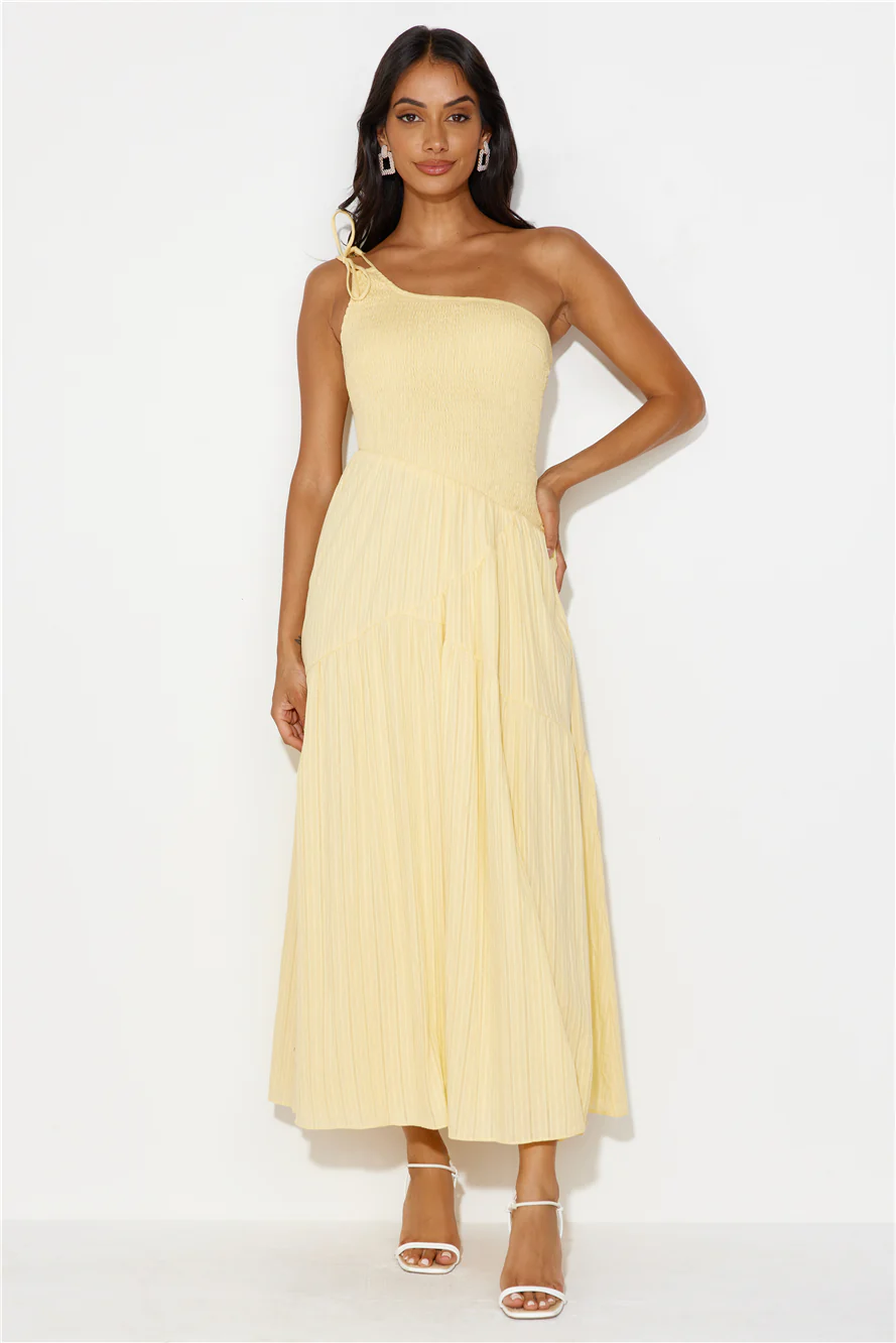 Shining Happiness One Shoulder Maxi Dress Yellow