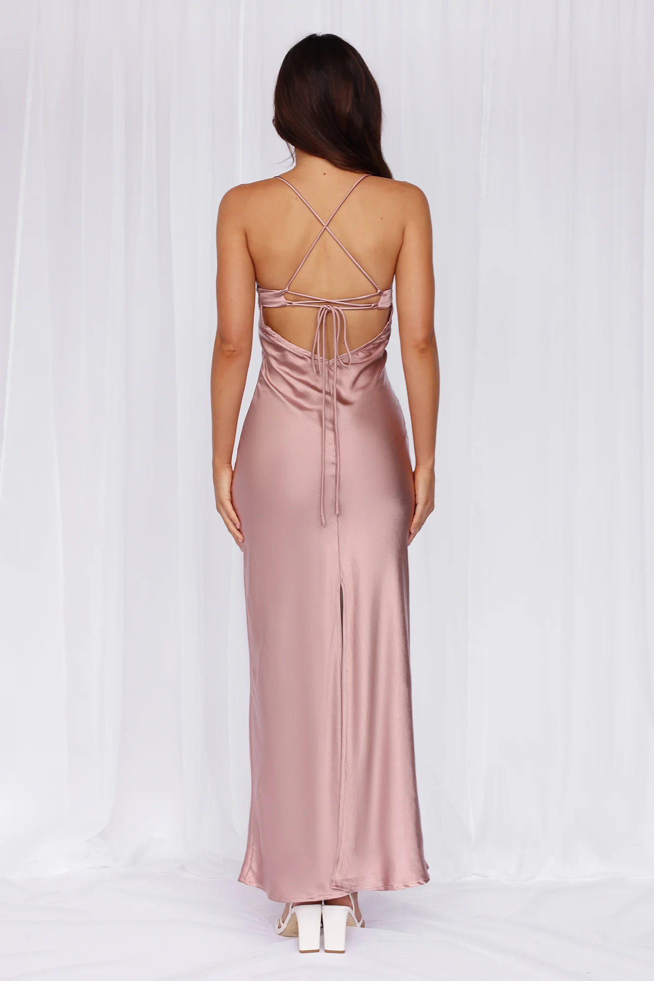 The Samara Satin Maxi Dress Dusty Pink