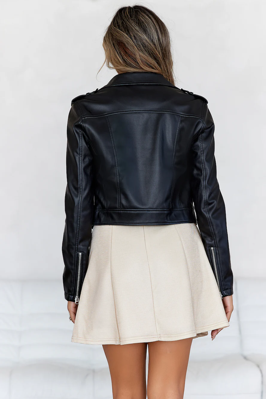 Valley Escape Faux Leather Jacket Black