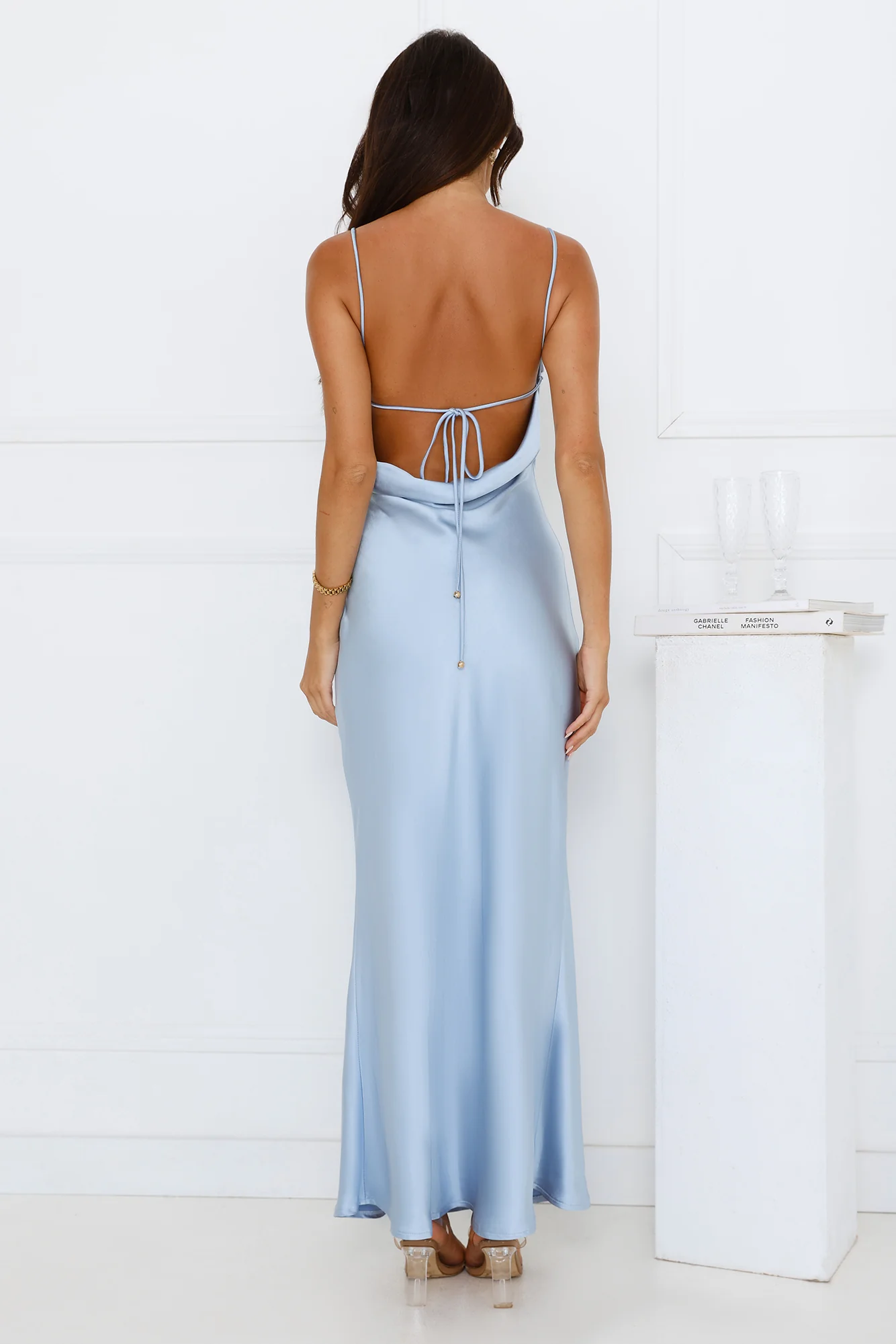 Ultimate Style Satin Maxi Dress Blue