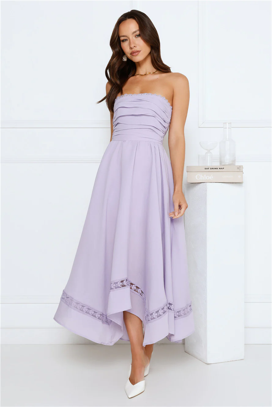 Visit The Moon Strapless Midi Dress Lilac