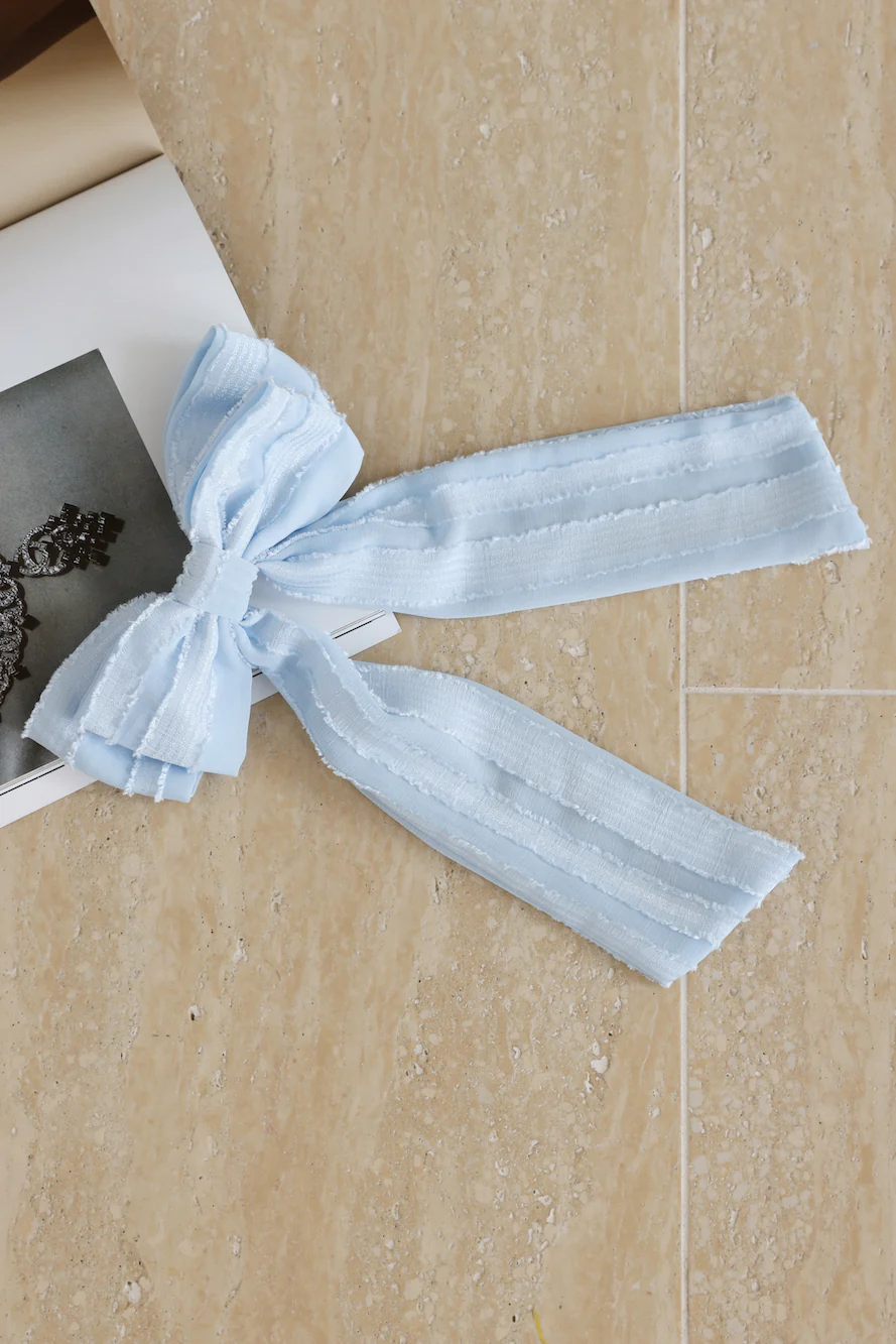 Textured Bow Hair Clip Blue