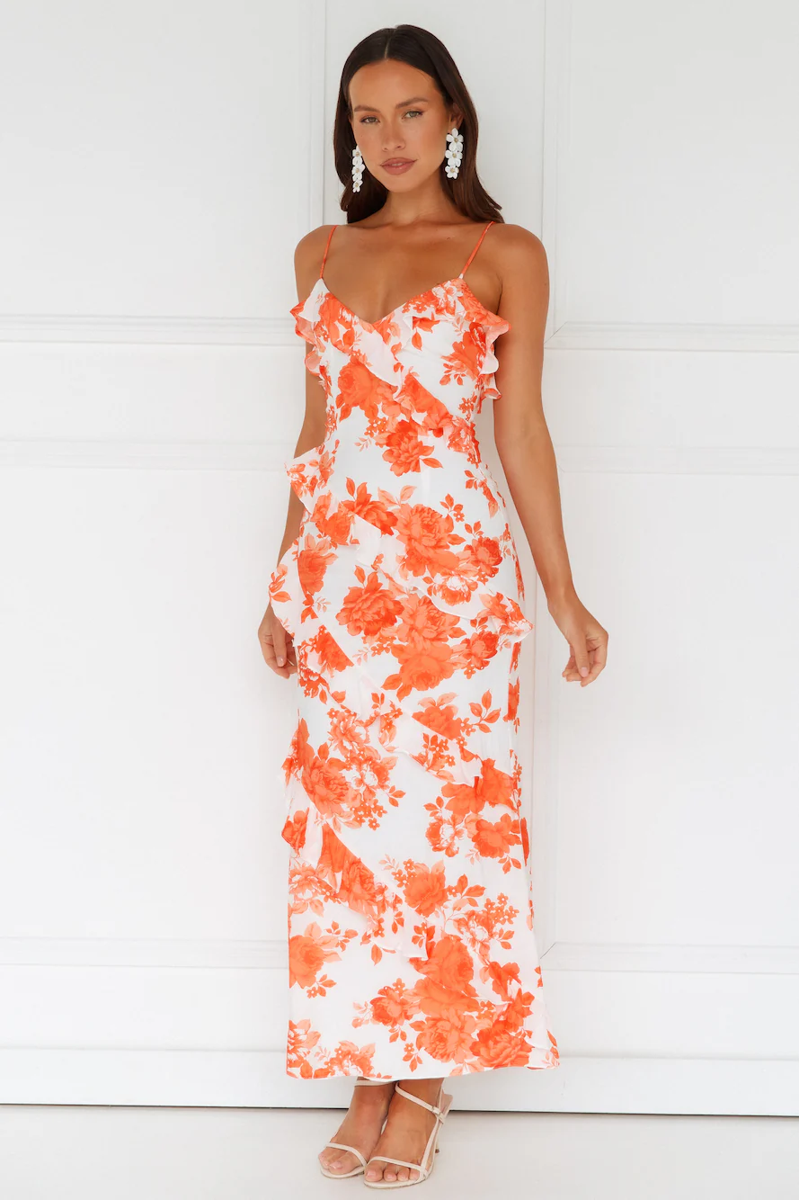 Sunshine Daisies Maxi Dress Orange